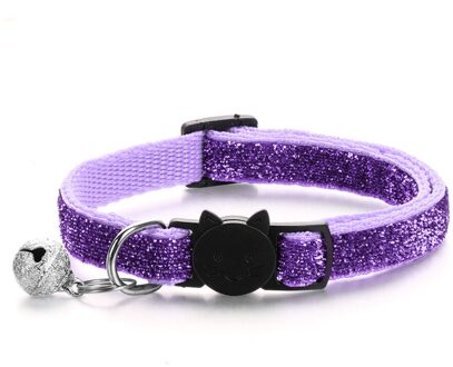 1PC Pet Hond Kat Halsband Met Bel Verstelbare Veiligheid Casual Sequin Puppy Kraag Neck Strap Huisdieren Huishoudelijke Benodigdheden paars