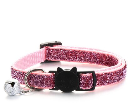 1PC Pet Hond Kat Halsband Met Bel Verstelbare Veiligheid Casual Sequin Puppy Kraag Neck Strap Huisdieren Huishoudelijke Benodigdheden roze