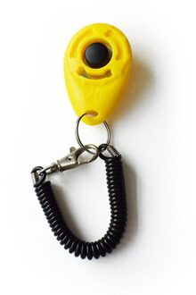 1Pc Pet Kat Hond Training Clicker Plastic Honden Klik Trainer Hulp Verstelbare Polsband Geluid Sleutel 4 Kleuren geel