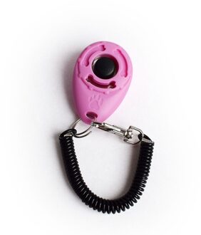 1Pc Pet Kat Hond Training Clicker Plastic Honden Klik Trainer Hulp Verstelbare Polsband Geluid Sleutel 4 Kleuren Roze