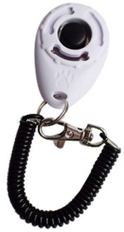 1Pc Pet Kat Hond Training Clicker Plastic Honden Klik Trainer Hulp Verstelbare Polsband Geluid Sleutel 4 Kleuren wit