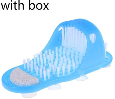 1Pc Plastic Bad Slippers Voeten Exfoliërende Verwijderen Dode Huid Scrubber Massager Voeten Wassen Reinigingsbad Douche Schoenen Voeten Zorg blauw met doos