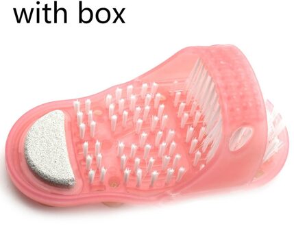 1Pc Plastic Bad Slippers Voeten Exfoliërende Verwijderen Dode Huid Scrubber Massager Voeten Wassen Reinigingsbad Douche Schoenen Voeten Zorg roze met doos