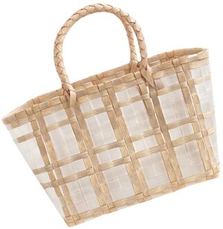 1Pc Plastic Mand Geweven Mand Handtas Winkelen Mand Waterdichte Mand
