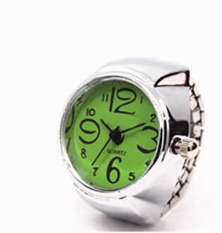 1Pc Pop Vrouwen Mens Vinger Ring Horloge Quartz Verstelbare Roestvrij Stalen Band Mode Sieraden Ring Elastische Band groen