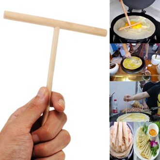 1Pc Practial T Vorm Crêpe Pannenkoek Beslag Diy Gebruik Houten Strooier Stok Thuis Keuken Tool Kit