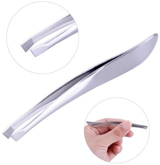 1Pc Professionele Zilveren Make-Up Wenkbrauw Tweezer Hair Remover Rvs Platte Tip Wenkbrauw Clip Met Kam Beauty Tool #277414
