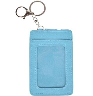1Pc Pu Lederen Materiaal Dubbele Kaart Mouw Id Badge Case Sleutelhanger Pocket Lederen Sleutelhanger Id Card Case Accessoires rood/Geel blauw
