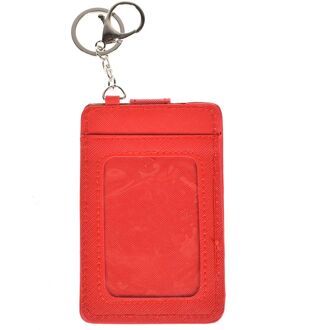 1Pc Pu Lederen Materiaal Dubbele Kaart Mouw Id Badge Case Sleutelhanger Pocket Lederen Sleutelhanger Id Card Case Accessoires rood/Geel