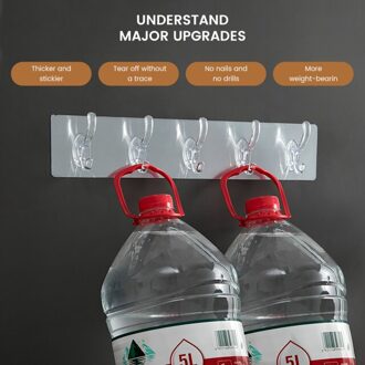 1Pc Punch-Gratis Rij Haak Muur Opknoping Handdoek Badkamer Hanger Huishouden Keuken Slaapkamer Muur Lijm Sterke Haken geborsteld zilver