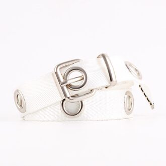 1Pc Punk Vrouwen Canvas Riemen Hollow Out Air Gat Tailleband Lange Persoonlijkheid Jeans Riem Voor Vrouw Casual Metalen Ring meisjes Riem