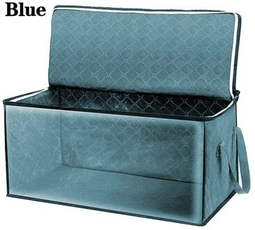 1Pc Quilt Organizer Box Opvouwbare Stapelbaar Bins Draagbare Closet Niet Geweven Kleding Opslag Deken blauw