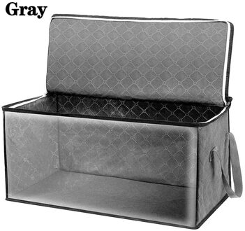 1Pc Quilt Organizer Box Opvouwbare Stapelbaar Bins Draagbare Closet Niet Geweven Kleding Opslag Deken grijs