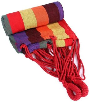 1Pc Rainbow Outdoor Leisure Draagbare Hangmat Canvas Hangmatten Ultralight Tuin Sport Home Reizen Camping Hangmat 2.5x1.5m Rood