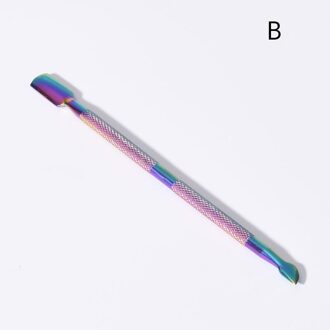 1PC Rainbow Rvs Cuticle Pusher UV Gel Polish Dubbelzijdig Stok Dode Huid Remover Nagelvijl Nail Care nail Art Gereedschap
