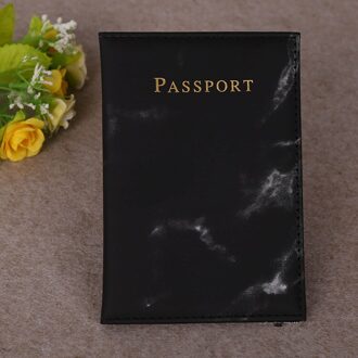 1Pc Reizen Passport Cover Pu Leather Marmer Stijl Reizen Id Credit Card Paspoorthouder Packet Portemonnee Portemonnee Tassen pouch zwart