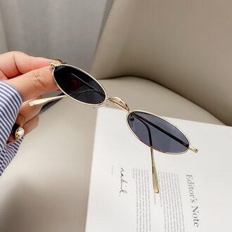 1Pc Retro Kleine Ovale Zonnebril Vrouwen Mannen Vintage Shades Zwart Rood Metalen Kleur Zonnebril Driver bril