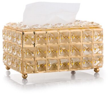 1Pc Rhinestone Tissue Doos Papier Rack Kantoor Tafel Accessoires Facial Case Houder Creatieve Servet Lade Decoratie goud