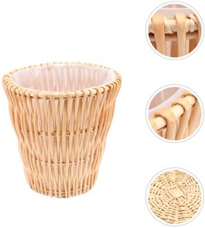 1Pc Rieten Geweven Vuilnisbak Milieuvriendelijke Opslag Mand Prullenbak Beige