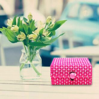 1Pc Ring Ketting Oorbellen Bamboe Houten Case Sieraden Opbergdozen Houder Bloem Kleur Opbergdozen #2