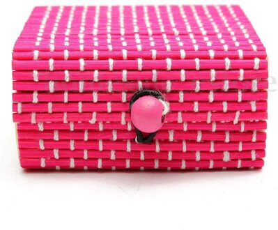 1Pc Ring Ketting Oorbellen Bamboe Houten Case Sieraden Opbergdozen Houder Bloem Kleur Opbergdozen