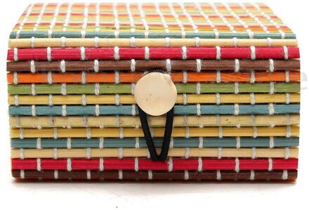 1Pc Ring Ketting Oorbellen Bamboe Houten Case Sieraden Opbergdozen Houder Bloem Kleur Opbergdozen