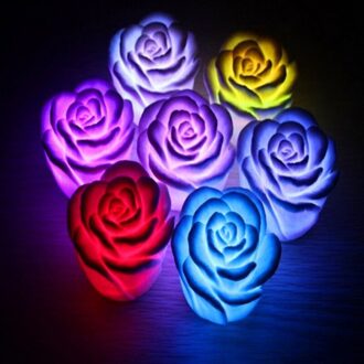 1Pc Rose Flower Led Light Night Veranderende 7 Kleuren Romantische Kaars Licht Lamp Festival Partij Decoratie licht