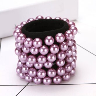 1Pc Rubber Band Touw Elastische Meisjes Chouchou Paardenstaart Houder Parel Kralen Vrouwen Haarbanden Ties Haaraccessoires Haar Ringen Paars