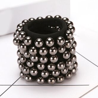 1Pc Rubber Band Touw Elastische Meisjes Chouchou Paardenstaart Houder Parel Kralen Vrouwen Haarbanden Ties Haaraccessoires Haar Ringen zwart