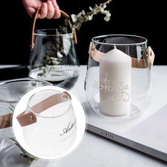 1Pc Rustieke Bloem Jar Lederen Opknoping Bloempot Glazen Bloemenvaas Met Handvat Autumn