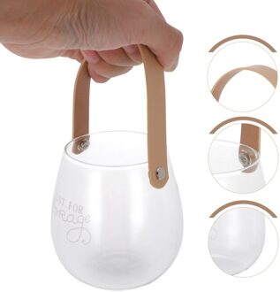 1Pc Rustieke Bloem Jar Lederen Opknoping Bloempot Glazen Bloemenvaas Met Handvat opslagruimte