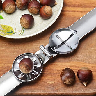 1Pc Rvs 2 In 1 Quick Kastanje Clip Walnoot Tang Metal Notenkraker Sheller Nut Opener Keuken Gereedschap Cutter gadgets