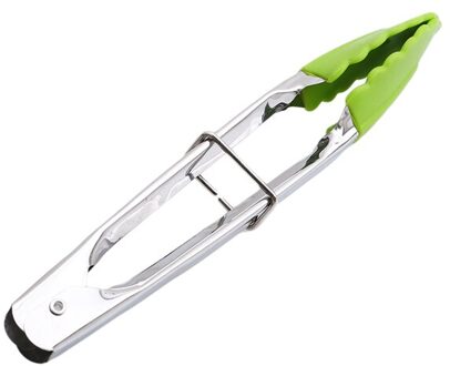 1Pc Rvs Bbq Tang Buffet Salade Tong Clip Lock Voedsel Keuken Grill Accessoires Brood Tang type1 groen