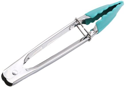 1Pc Rvs Bbq Tang Buffet Salade Tong Clip Lock Voedsel Keuken Grill Accessoires Brood Tang type1 licht blauw