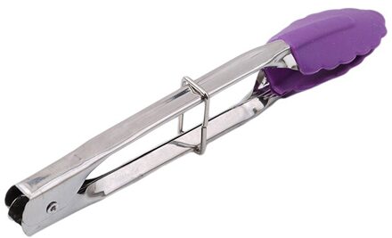 1Pc Rvs Bbq Tang Buffet Salade Tong Clip Lock Voedsel Keuken Grill Accessoires Brood Tang type1 paars