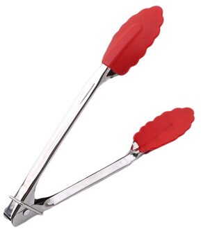 1Pc Rvs Bbq Tang Buffet Salade Tong Clip Lock Voedsel Keuken Grill Accessoires Brood Tang type1 rood