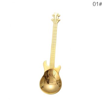 1Pc Rvs Cartoon Gitaar Lepel Creatieve Koffie Melk Lepel Ijs Snoep Theelepel Keuken Koken Accessoires 01