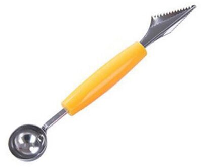 1Pc Rvs Dubbele Kop Dual-Purpose Fruit Snijden En Carving Lepel Ijs Bal Plaat apparaat Keuken Diy Tool oranje