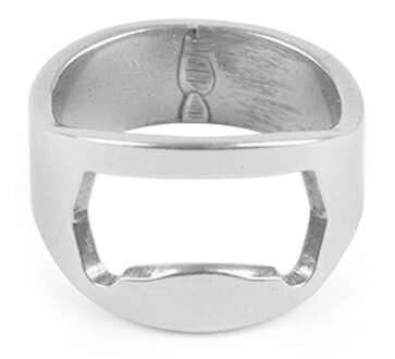 1Pc Rvs Flesopener Kleurrijke Ring Vorm Wijn Opener Multifunctionele Bierfles Opener Keuken Bar Accessoires zilver