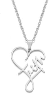 1Pc Rvs Ketting Geloof Hanger Ketting Geloof Ketting Voor Vrouwen Mannen Mode Christian Inspirational Sieraden LGS1657