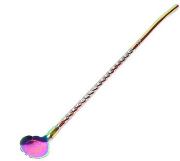 1Pc Rvs Lange Twisted Stro Lepel Draagbare Goud Thee Scoop Herbruikbare Gekleurde Rietjes Cocktail Koffie Roeren Lepel Ro4