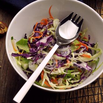 1Pc Rvs Lepel Vork Voor Noedels/Salade Groente Lepel Opscheplepel Vergiet Lepel