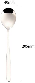 1Pc Rvs Servies Zilveren Lepel Vork Keuken Servies Lange Handvat Salade Dessert Koffie Theelepel Drink Servies lepel 1
