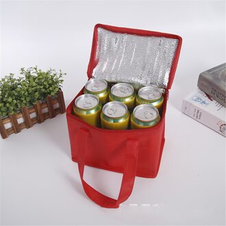 1Pc S/L Draagbare Lunch Koeltas Vouwen Isolatie Picknick Ijs Voedsel Thermische Zak Rits Geïsoleerde Zakken voedsel Levering Zak rood L