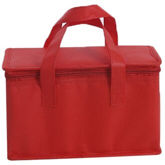 1Pc S/L Draagbare Lunch Koeltas Vouwen Isolatie Picknick Ijs Voedsel Thermische Zak Rits Geïsoleerde Zakken voedsel Levering Zak rood S