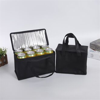 1Pc S/L Draagbare Lunch Koeltas Vouwen Isolatie Picknick Ijs Voedsel Thermische Zak Rits Geïsoleerde Zakken voedsel Levering Zak zwart L