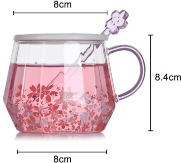 1Pc Sakura Glas Cup Diamant Thee Cup Met Roeren Stok Cup Deksel Koffie Melk Cup Glazen Drinken Keuken Kantoor water Cup Roze