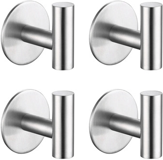 1pc Self Adhesive Home Kitchen Wall Door Hook Key Holder Rack Towel Hanger Bathroom Rack Multi-Purpose Hooks Stainless Steel