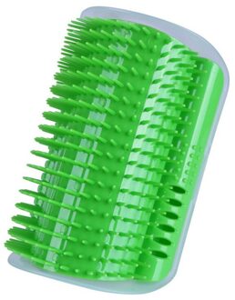 1Pc Self Grooming Borstel Kat Hoek Borstel Comfortabel Piepende Gezicht Massage Kam Voor Lang Haar Muur Speelgoed Voor Katten kat Wrijft Het Gezicht groen