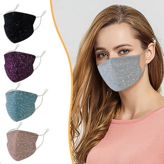 1pc Sequins Face Mask Printed Masks Cotton Fabric Adult Protective Pm 2.5 Dust Mouth Cover Washable Reusable Mouth Mask